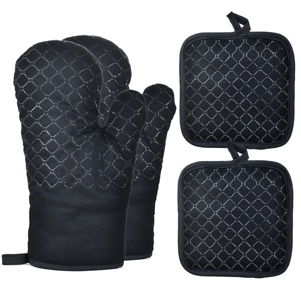 

4pcs/set oven mitts gloves potholder heat resistant cooking baking kitchen tools