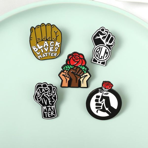 

black man raised unity fist alloy brooch pins black lives matter badge enamel backpack lapel pin badge jewelry gifts for friends, Gray