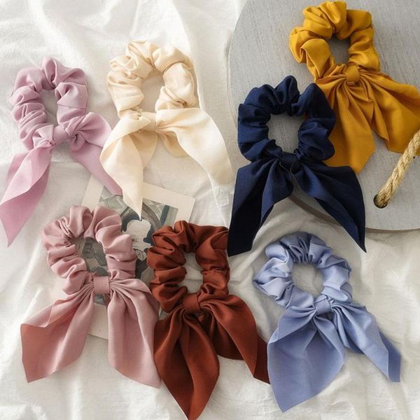 

hair accessories scrunchies ear bow bowknot for girl ropes ties ponytail holder elastic bobble, Slivery;white