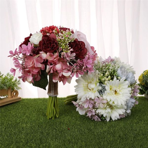 

decorative flowers & wreaths bride holding romantic wedding colorful bridal bouquet artificial silk fake flower for home decor