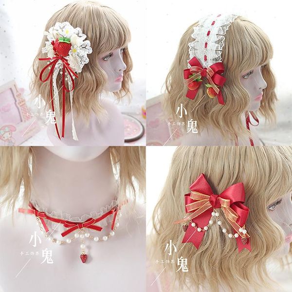 

other event & party supplies japanese sweet lolita hair band kc strawberry hairpin accessories neck chain clip headband