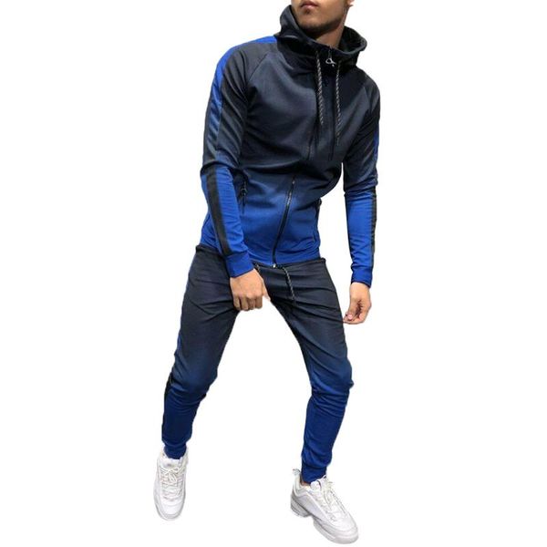 

men's tracksuits fashion menÂ´s sportswear zip hoodie sweater gym tracksuit athletic casual outfits pant, Gray