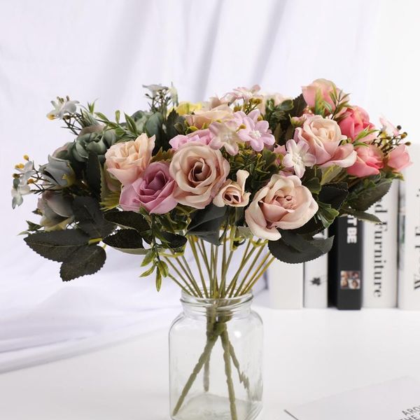 

decorative flowers & wreaths 1 pieces artificial roses bouquet wedding christmas decorations for home interior beautification holding year g