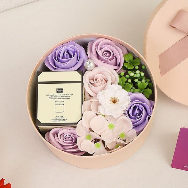 

decorative flowers & wreaths valentine's day diy soap flower candle gift rose box bouquet wedding family bathroom decoration exclusive