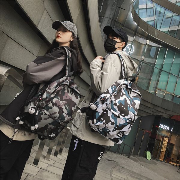 

backpack lei lai camouflage men's fashion cool student multi nylon large capacity schoolbag for couples