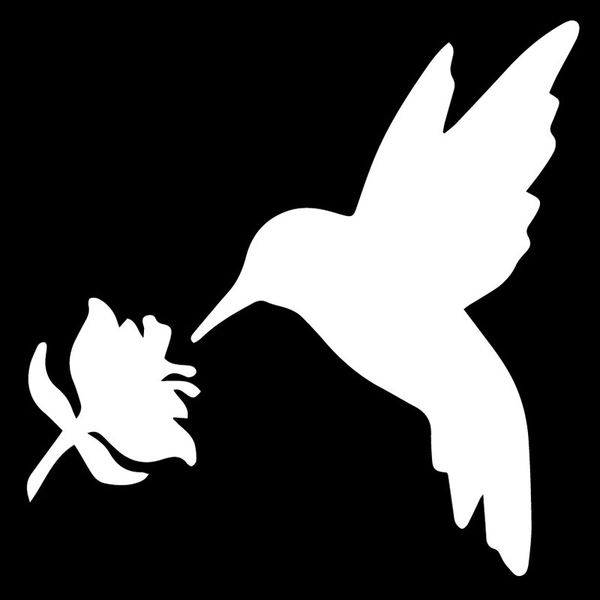 

hummingbird flower sticker fashion car window decoration personality waterproof decal black/white, 17cm*17cm