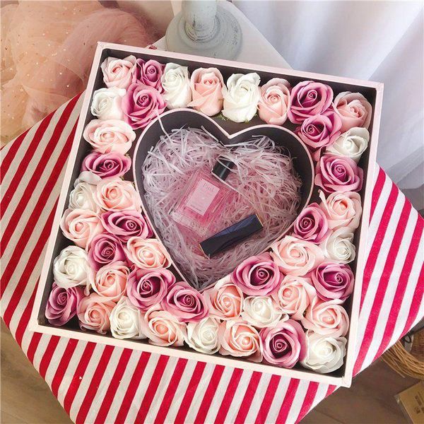 

rose flower packaging acrylic transparent window square waterproof gift creative box for valentine's day wrap