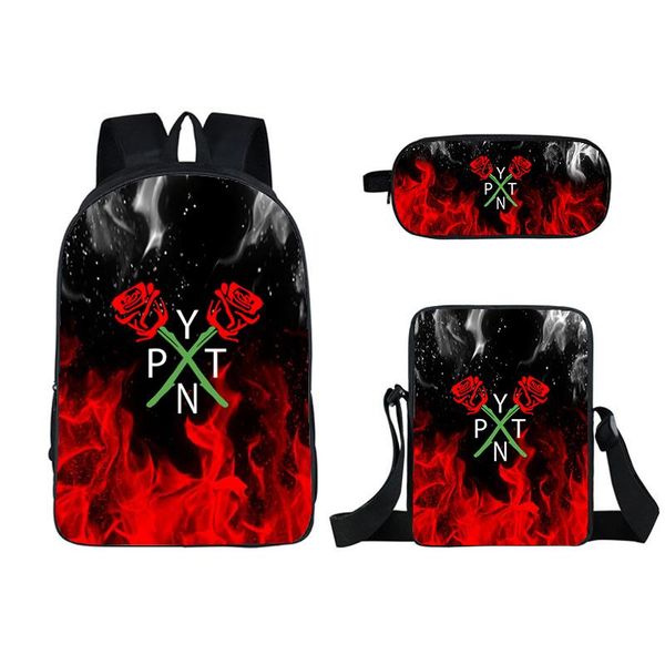 

backpack 3d print payton moormeier 3pcs /set pytn printed net red bookbag mochia women bag 16 inch school bags for teenage girls