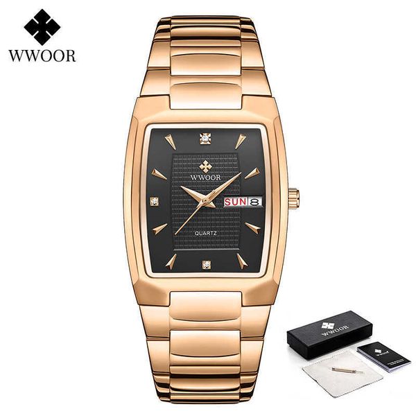 

wwoor square watch women fashion designer gevena bracelet clock luxury rose gold ladies dress wristwatches montre femme 210527, Slivery;brown