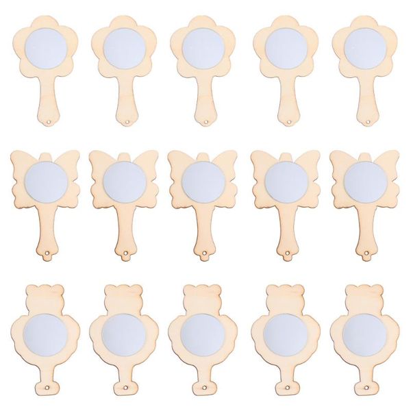 

mirrors 15pcs kids graffiti wood mirror craft (random style)
