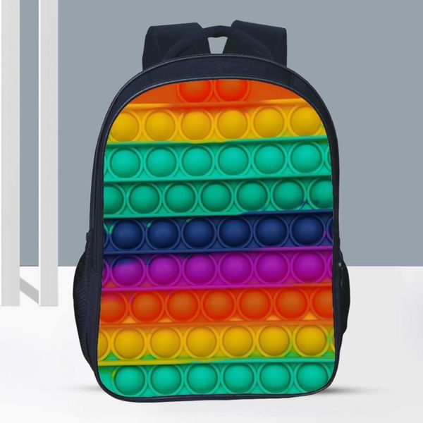 

backpack style cute 3d push bubble backpacks print rainbow color fashion book storage bags students large capacity schoolbags funny relief