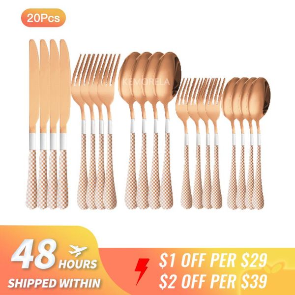 

dinnerware sets stainless steel cutlery christmas gift box 20pcs set golden fork black steak knife silver spoon dinner restaurant