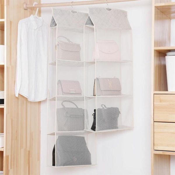 

storage boxes & bins 2/3/4 pockets wardrobe closet wall hanging handbag organizer dust-proof bag purse tote clothes