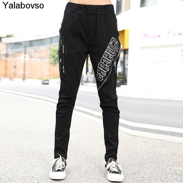

korean style trendy leggings pants 2021 autumn heavy industry printed slim-fit stretch ripped jeans for women women's, Blue