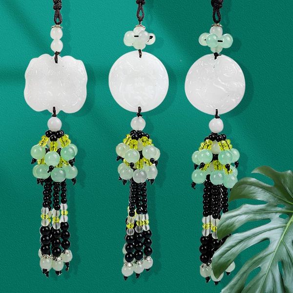 

china wind car double-sided pendant white marble maitreya buddha in and out safe jade decor hanging interior decorative objects & figurines
