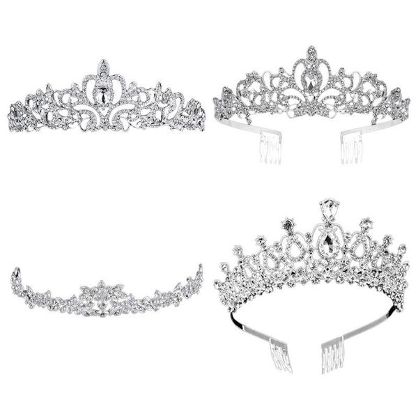 

hair clips & barrettes women kids tiara crowns with comb pins imitation crystal glitter rhinestone headband wedding bridal prom party jewelr, Golden;silver