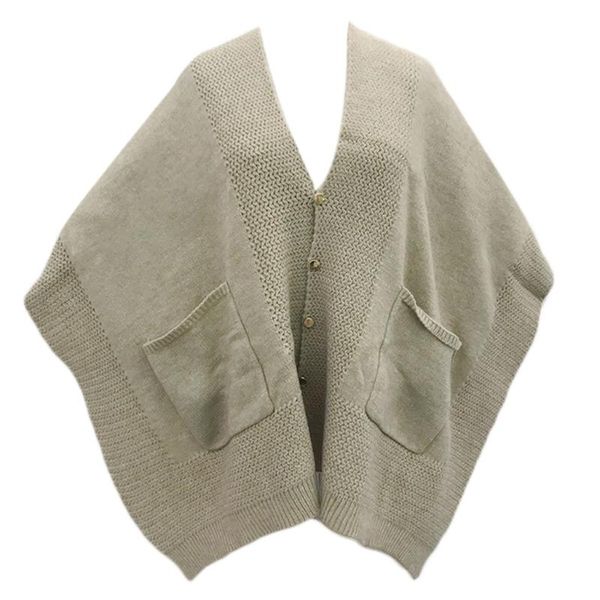 

women winter knit oversized poncho blanket cape with front pockets solid color shawl wrap button down sweater cardigan scarves, Blue;gray