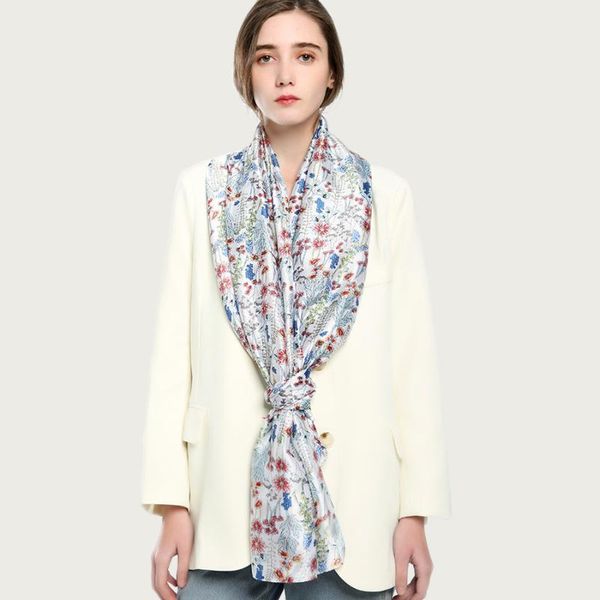 

scarves colorful soft large shawl scarf women elegant floral foulard long neckwear stole [5031], Blue;gray