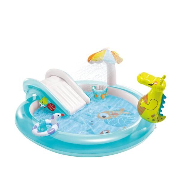 

pool & accessories intex children's plastic paddling with slide crocodile inflatable swimming crawling can spray fish
