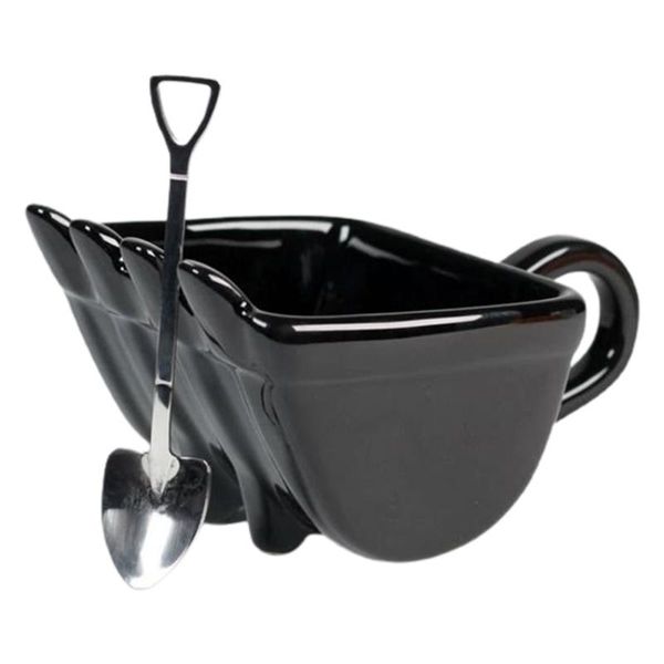 

mugs excavator bucket coffee mug, 330ml creative construction machine cup with digger spoon, whiskey ashtray
