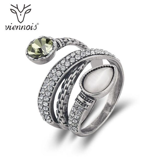 

cluster rings viennois vintage silver color cocktail women retro style rhinestone geometric fashion jewelry, Golden;silver