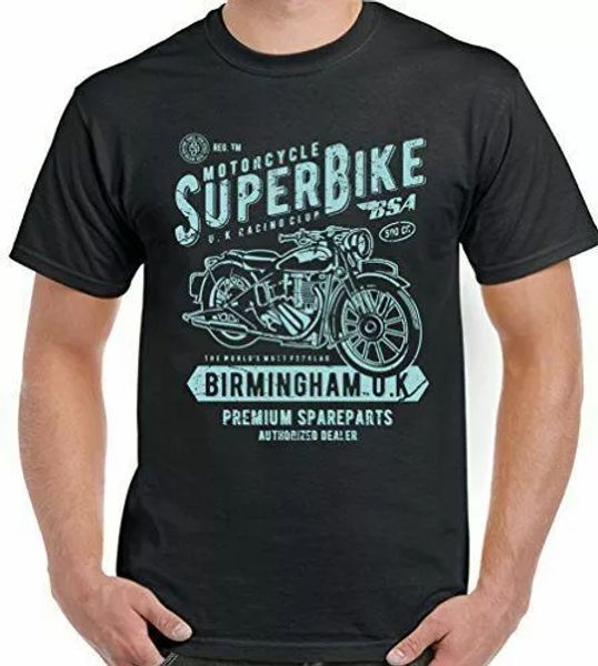 

biker superbike birmingham mens motorcycle bike indian t-shirt, White;black