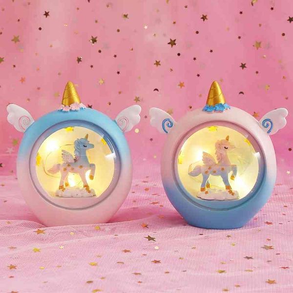 

unicorn star reading desk lamp night light girl heart ins wind gift ornaments resin crafts bedroom kids gifts