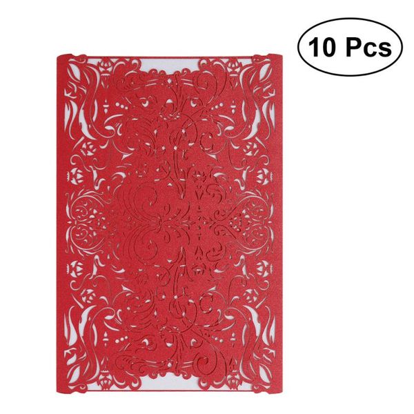 

10pcs carved wedding invitation cards paper and cover kit for engagement marriage birthday bridal shower party h03(red) greeting