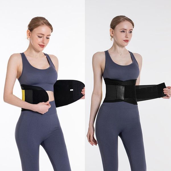 

waist support sports fitness band protection tightening belt gym thin plastic breathable adjustable postpartum girdle, Black;gray