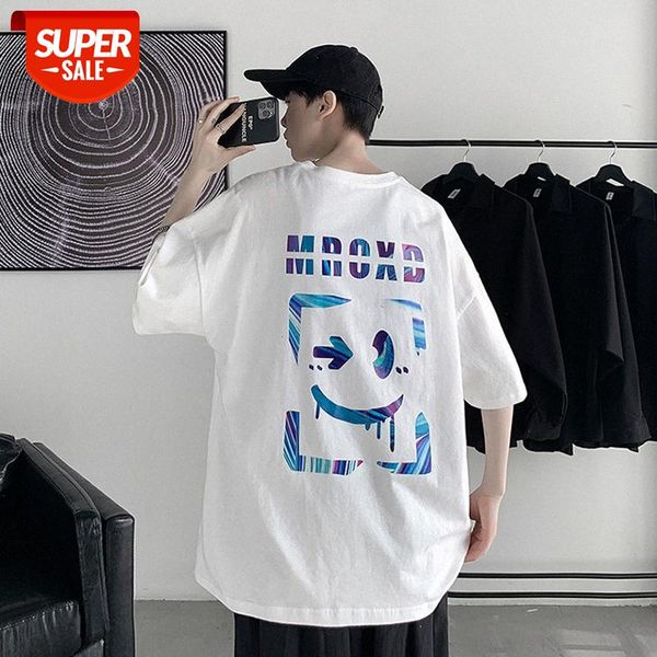 

smiley oversize short-sleeved t-shirt men and women blast street social #fq7l, White;black