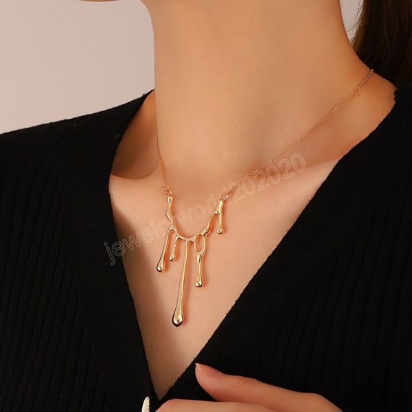

fashion jewelry water drop lave pendant necklace hip hop short chain sweater necklaces, Silver