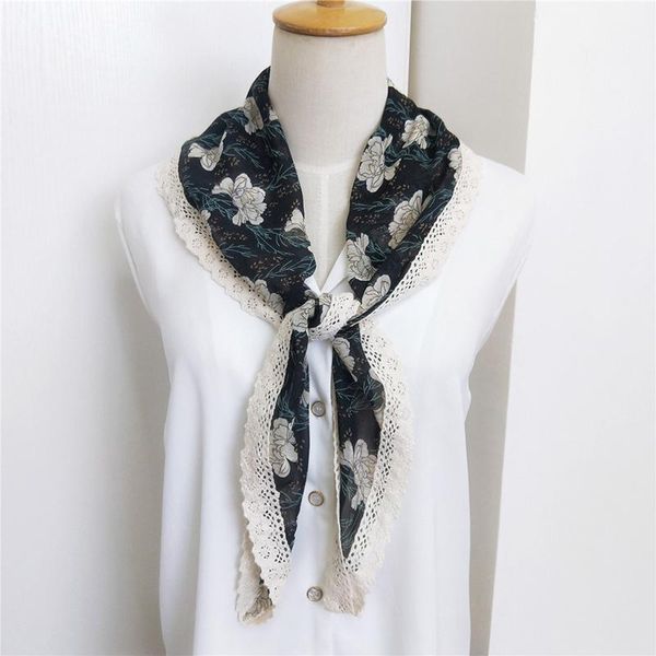 

scarves floral neckerchief lace fashion novelty neck scarf for women girls small square necker accessories, Blue;gray