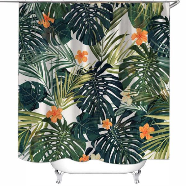 

shower curtains tropical leaves plant 72 x inches waterproof polyester toilet door curtain with 12 hooks