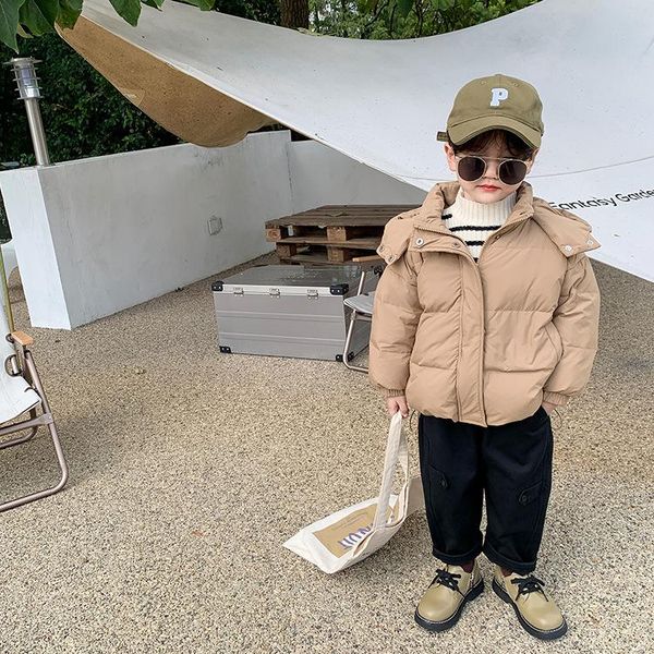 

down coat boys winter warm solid color waterproof jackets children thick white duck hooded coats, Blue;gray