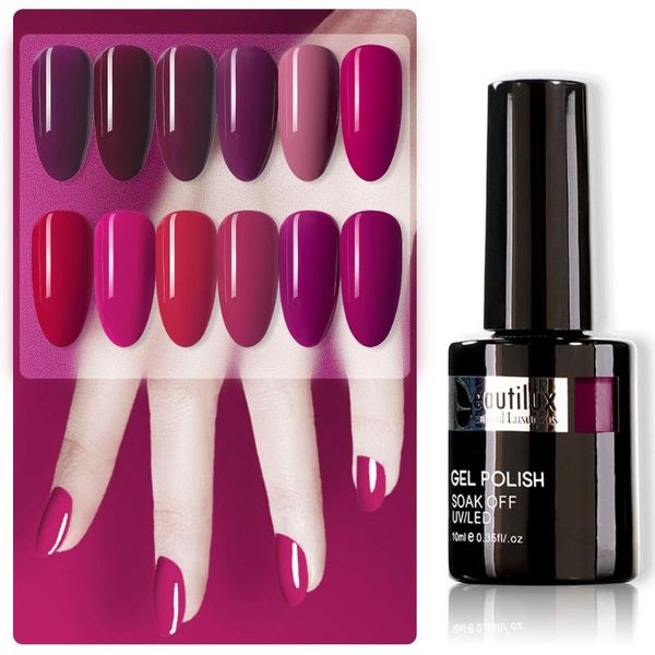

nail gel beautilux polish cherry red grape purple cherries color gels lacquer semi permanent nai gell varnish ac61-72 10ml, Red;pink