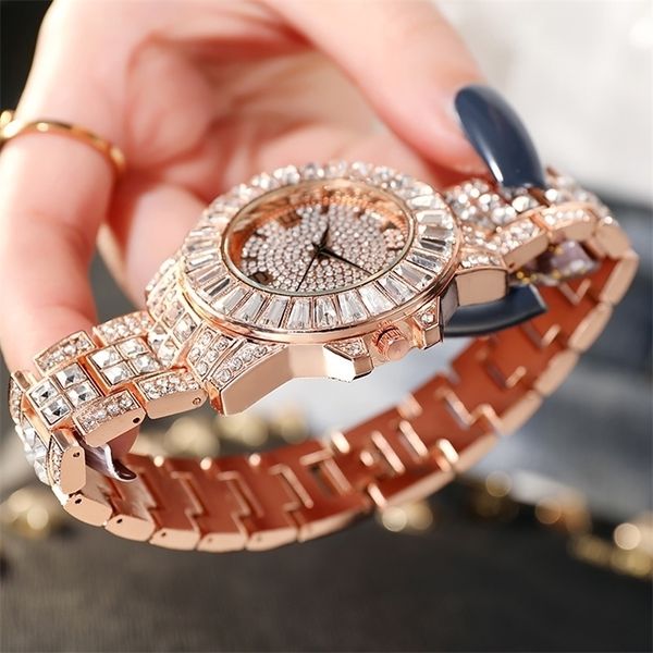 

european and american casual diamond watch hip-hop fashion big dial quartz starry 220228, Slivery;golden