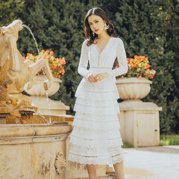 

casual dresses summer lace dress vestidos temperament high-end vintage ruffled fashion court style ladies party, Black;gray