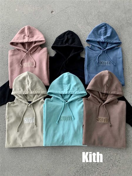

embroidered kith hoodie men box cotton hoodies fashion sweaters pullovers, Black