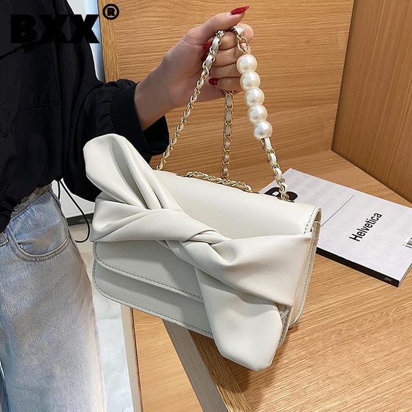 

[bxx] ladies vintage pu leather bags women 2021 fashion pearl chain shoulder hand bag lady trend handbags purses cb561 cross body