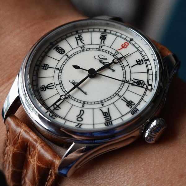 

wristwatches luxury men's automatic mechanical watch bronze sapphire waterproof pt5000 movement retro business micro rotor china, Slivery;brown