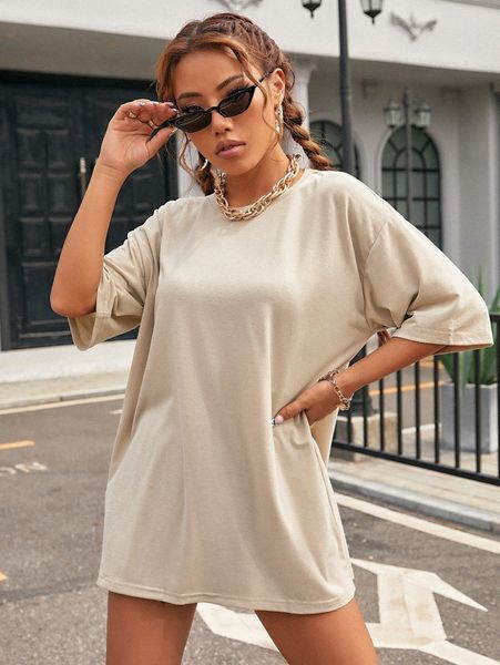 

solid drop shoulder tee n7zu#, White