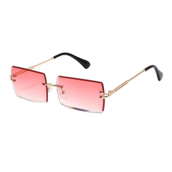 

outdoor eyewear trend rimless women's sunglasses vintage rectangular gradient metal sun glasses ocean lens frameless travel shades uv40