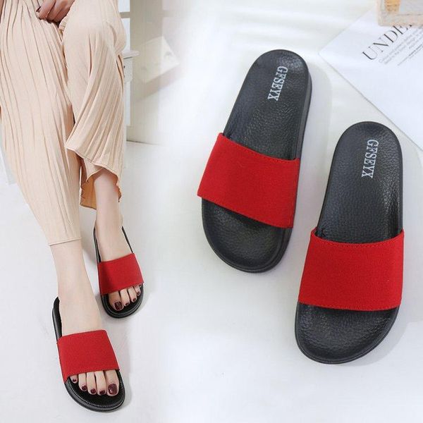 

slippers the summer large size women's shoes one word flat outdoor 41-44, Black