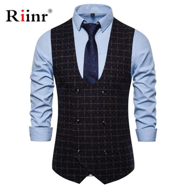 

men's vests hipster slim fit double breasted suit vest 2021 brand nightclub waistcoat men wedding party tuxedo dress, Black;white