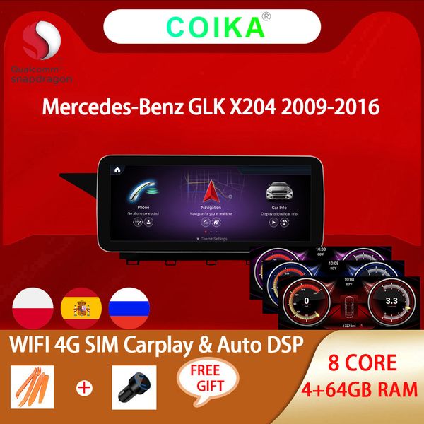 

8 core android 10 system car dvd player multimedia screen for mercedes glk x204 2009-2015 wifi 4g dsp bt radio tablet gps navi carplay