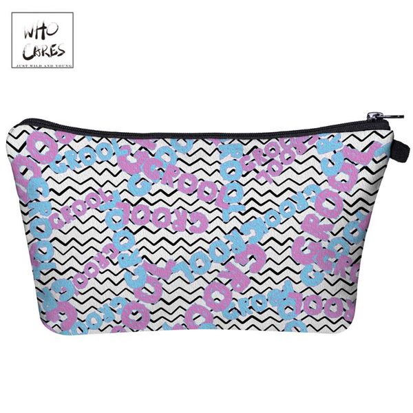 

who cares women makeup bag casual cosmetic organizer 3d printing toiletry kit beauty case female bags & cases