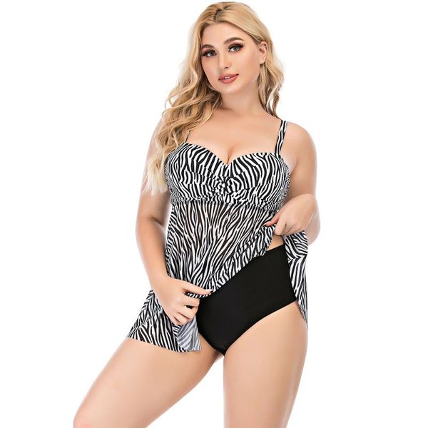 

one-piece suits 2021 large size swimsuit women's boxer conservative ladies bikini plus