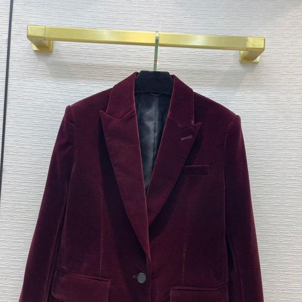 

women's suits & blazers 100% velvet claret blazer coat for women 3d cut notched long sleeve slim jacket lady winter, White;black
