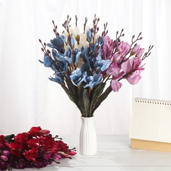 

branches artificial flower silk floral bride bouquet faux magnolia deskornament party supply pography props home decor decorative flower