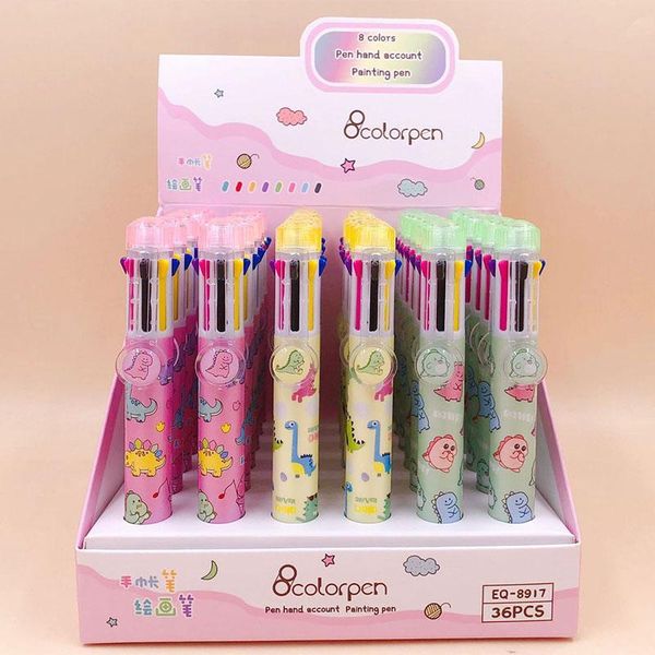 

ballpoint pens 36 pcs/lot cute dinosaur 8 colors pen cartoon ball school office writing supplies stationery gift, Blue;orange